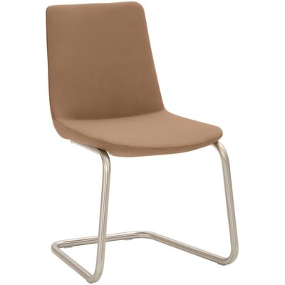 Mayer Sitzmöbel Freischwinger Stuhl Mikrofaser-Stoff; 53x54x87 cm (BxTxH); Sitz hellbraun, Gestell edelstahl Mayer Sitzmöbel Freischwinger Stuhl Mikrofaser-Stoff; 53x54x87 cm (BxTxH); Sitz hellbraun, Gestell edelstahl
