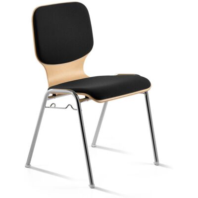 Mayer Sitzmöbel Stapelstuhl Holz gepolstert mit Reihenverbinder; 53x50x82 cm (BxTxH); Sitz schwarz, Gestell chrom Mayer Sitzmöbel Stapelstuhl Holz gepolstert mit Reihenverbinder; 53x50x82 cm (BxTxH); Sitz schwarz, Gestell chrom