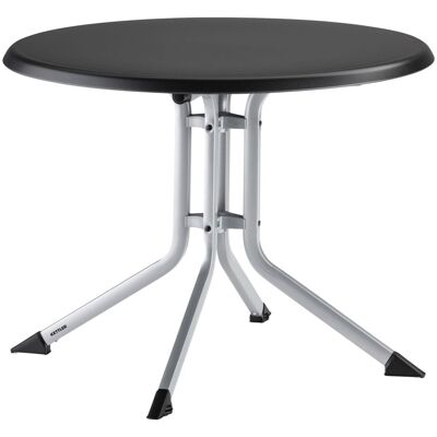 KETTLER Klapptisch rund BOULEVARD; 100x100x74 cm (LxBxH); Platte anthrazit, Gestell silber; rund KETTLER Klapptisch rund BOULEVARD; 100x100x74 cm (LxBxH); Platte anthrazit, Gestell silber; rund
