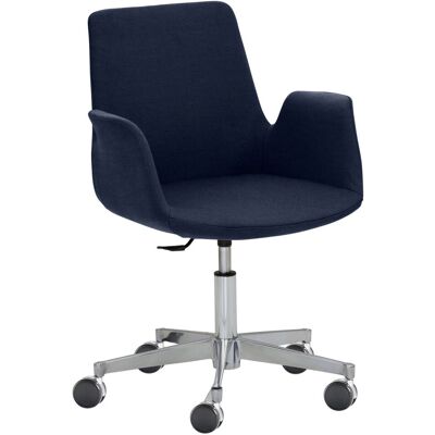 Mayer Sitzmöbel Sessel 2010, Polyester-Stoff, mit Armlehnen, drehbar; 65x65x82 cm (BxTxH); Sitz dunkelblau, Gestell silber Mayer Sitzmöbel Sessel 2010, Polyester-Stoff, mit Armlehnen, drehbar; 65x65x82 cm (BxTxH); Sitz dunkelblau, Gestell silber