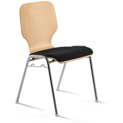 Mayer Sitzmöbel Stapelstuhl Holz gepolstert mit Reihenverbinder; 53x50x82 cm (BxTxH); Sitz schwarz, Gestell chrom Mayer Sitzmöbel Stapelstuhl Holz gepolstert mit Reihenverbinder; 53x50x82 cm (BxTxH); Sitz schwarz, Gestell chrom