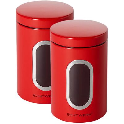 ECHTWERK Vorratsdosen; 1.4 l, 18x11x18 cm (LxBxH); rot; zylinderförmig; 2 Stück / Pack ECHTWERK Vorratsdosen; 1.4 l, 18x11x18 cm (LxBxH); rot; zylinderförmig; 2 Stück / Pack