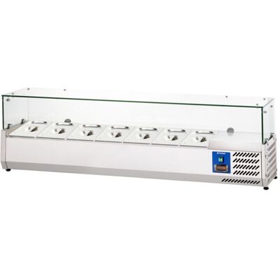 Stalgast Kühlaufsatzvitrine, 7x GN 1/4; 150x40x33.5 cm (BxHxT); silber Stalgast Kühlaufsatzvitrine, 7x GN 1/4; 150x40x33.5 cm (BxHxT); silber