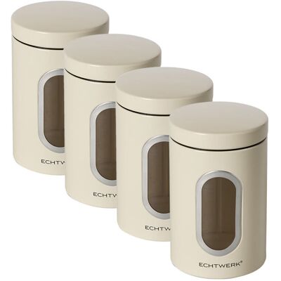 ECHTWERK Vorratsdosen; 1.4 l, 18x11x18 cm (LxBxH); creme; zylinderförmig; 4 Stück / Pack ECHTWERK Vorratsdosen; 1.4 l, 18x11x18 cm (LxBxH); creme; zylinderförmig; 4 Stück / Pack