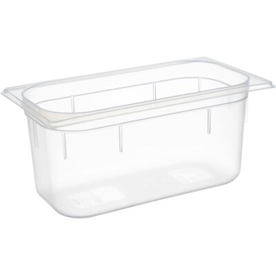 APS GN 1/3 Behälter 32,5 x 17,6 cm, Tiefe: 150 mm; GN 1/3, 5.3 l, 32.5x17.6x15 cm (LxBxT); transparent APS GN 1/3 Behälter 32,5 x 17,6 cm, Tiefe: 150 mm; GN 1/3, 5.3 l, 32.5x17.6x15 cm (LxBxT); transparent