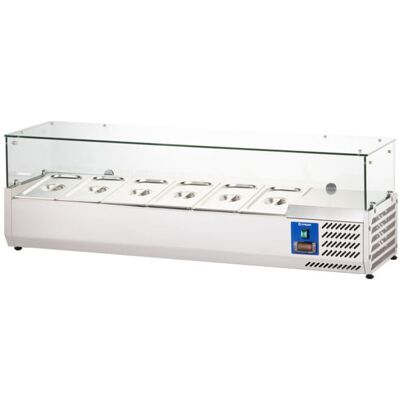 Stalgast Kühlaufsatzvitrine, 6x GN 1/3; 150x40x39.5 cm (BxHxT); silber Stalgast Kühlaufsatzvitrine, 6x GN 1/3; 150x40x39.5 cm (BxHxT); silber
