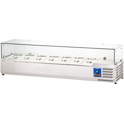 Stalgast Kühlaufsatzvitrine, 7x GN 1/3; 160x40x39.5 cm (BxHxT); silber Stalgast Kühlaufsatzvitrine, 7x GN 1/3; 160x40x39.5 cm (BxHxT); silber
