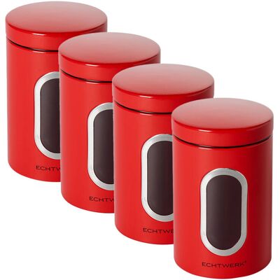 ECHTWERK Vorratsdosen; 1.4 l, 18x11x18 cm (LxBxH); rot; zylinderförmig; 4 Stück / Pack ECHTWERK Vorratsdosen; 1.4 l, 18x11x18 cm (LxBxH); rot; zylinderförmig; 4 Stück / Pack
