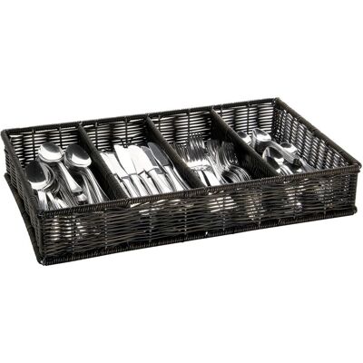 APS GN 1/1 Besteckbehälter 53 x 32,5 cm, H: 9 cm; Größe GN 1/1, 53x32.5x9 cm (LxBxT); schwarz APS GN 1/1 Besteckbehälter 53 x 32,5 cm, H: 9 cm; Größe GN 1/1, 53x32.5x9 cm (LxBxT); schwarz