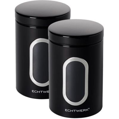 ECHTWERK Vorratsdosen; 1.4 l, 18x11x18 cm (LxBxH); schwarz; zylinderförmig; 2 Stück / Pack ECHTWERK Vorratsdosen; 1.4 l, 18x11x18 cm (LxBxH); schwarz; zylinderförmig; 2 Stück / Pack