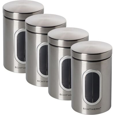 ECHTWERK Vorratsdosen; 1.4 l, 18x11x18 cm (LxBxH); silber; zylinderförmig; 4 Stück / Pack ECHTWERK Vorratsdosen; 1.4 l, 18x11x18 cm (LxBxH); silber; zylinderförmig; 4 Stück / Pack
