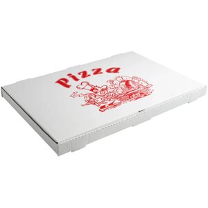 VEGA Pizzakarton; 60x40x4 cm (LxBxH); rot/weiß; rechteckig; 50 Stück / Packung