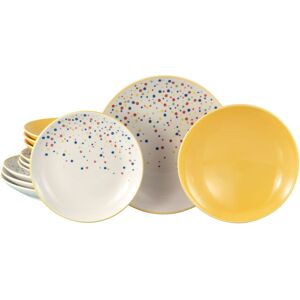CreaTable Joy Blau-bunt - Tellerset 12-tlg; gelb CreaTable Joy Blau-bunt - Tellerset 12-tlg; gelb