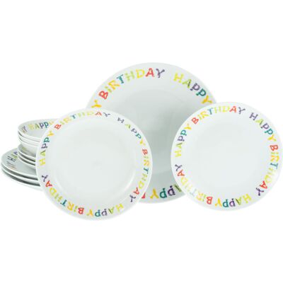 CreaTable Happy Birthday - Tellerset 12-tlg; weiß CreaTable Happy Birthday - Tellerset 12-tlg; weiß