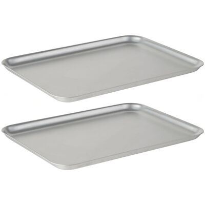 APS Tablett TREND, Aluminium; 37x26.5x2 cm (LxBxH); silber; rechteckig; 2 Stück / Pack APS Tablett TREND, Aluminium; 37x26.5x2 cm (LxBxH); silber; rechteckig; 2 Stück / Pack