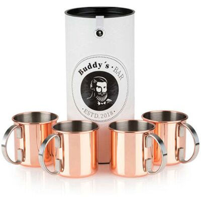 Buddy's Bar Moscow Mule Kupferfarben Edelstahl 4-tlg. Set Buddy's Bar Moscow Mule Kupferfarben Edelstahl 4-tlg. Set