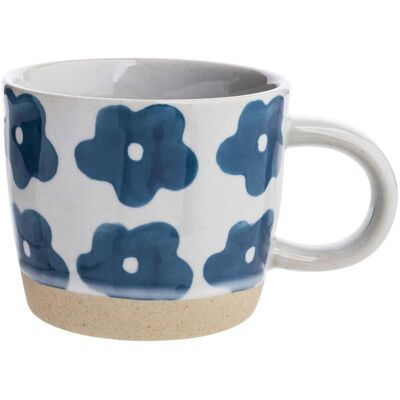 tranquillo Tasse 'RUSTIC' Blume; 250 ml, 12.5x7.2 cm (BxH); weiß/blau tranquillo Tasse 'RUSTIC' Blume; 250 ml, 12.5x7.2 cm (BxH); weiß/blau