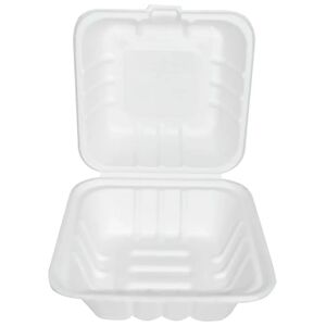 NATUREStar Zuckerrohr-Burgerbox Nature IV; 450ml, 15x15x8 cm (LxBxH); weiß; quadratisch; 50 Stück / Packung