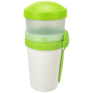 dom Mehrweg-Becher Bio-Meal to go inkl. Löffel; 500ml, 10.5x19.2 cm (ØxH); weiß/grün; rund; 2 Stück / Packung