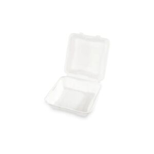 SOBSY Menüklappbox, ungeteilt, aus Zuckerrohr; weiß; 200 Stück / Packung