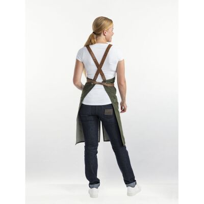 Chaud Devant Latzschürze Forene Cross Green Denim W75 – L90; 90x75 cm (LxB); grün Chaud Devant Latzschürze Forene Cross Green Denim W75 – L90; 90x75 cm (LxB); grün