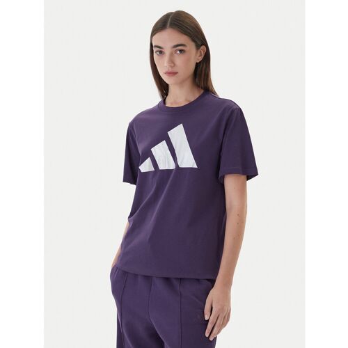 adidas T-Shirt Holiday Metallic Graphic JV8527 Violett Regular Fit XS female