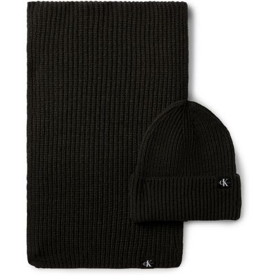 Set Schal und Mütze Calvin Klein Jeans Monogram Rib Scarf Beanie Set IU0IU00638 Schwarz L_XL unisex Set Schal und Mütze Calvin Klein Jeans Monogram Rib Scarf Beanie Set IU0IU00638 Schwarz L_XL unisex