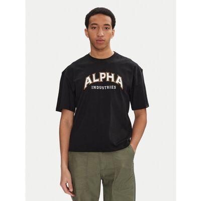 Alpha Industries T-Shirt College 146501 Schwarz Relaxed Fit L male Alpha Industries T-Shirt College 146501 Schwarz Relaxed Fit L male