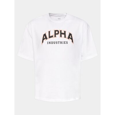 Alpha Industries T-Shirt College 146501 Weiß Relaxed Fit XL male Alpha Industries T-Shirt College 146501 Weiß Relaxed Fit XL male