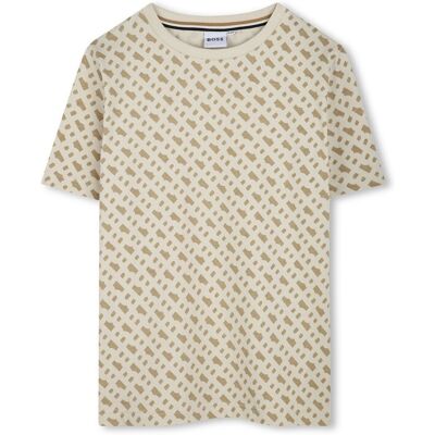 Boss Slim-Fit Kinder-T-Shirt aus Baumwolle mit Monogramm-Print Boss Slim-Fit Kinder-T-Shirt aus Baumwolle mit Monogramm-Print