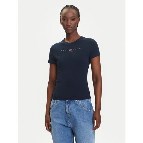 Tommy Jeans T-Shirt Linear DW0DW21422 Dunkelblau Slim Fit S female