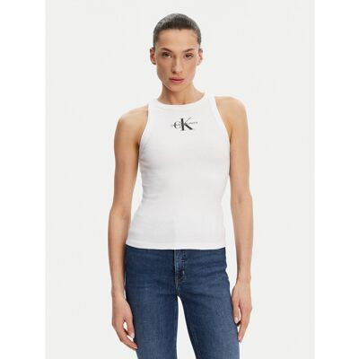 Calvin Klein Jeans Top Monologo J20J225301 Weiß Slim Fit XS female Calvin Klein Jeans Top Monologo J20J225301 Weiß Slim Fit XS female