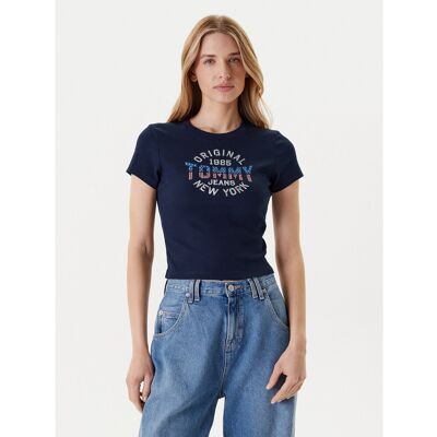 Tommy Jeans T-Shirt DW0DW21421 Dunkelblau Slim Fit XL female Tommy Jeans T-Shirt DW0DW21421 Dunkelblau Slim Fit XL female