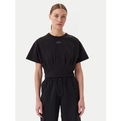 Alpha Industries T-Shirt Waisted 148070 Schwarz Regular Fit L female Alpha Industries T-Shirt Waisted 148070 Schwarz Regular Fit L female