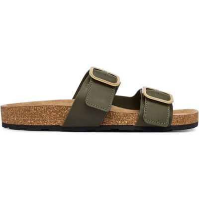 Pantoletten Tommy Hilfiger Leather Double Strap Cork Sandals FW0FW09118 Grün 39 female Pantoletten Tommy Hilfiger Leather Double Strap Cork Sandals FW0FW09118 Grün 39 female