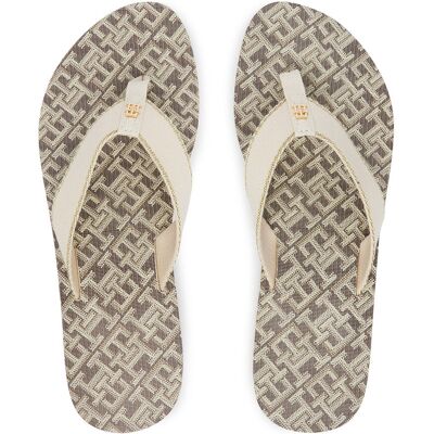 Zehentrenner Tommy Hilfiger Monogram Mid Wedge Sandal FW0FW09419 Creme 37 female Zehentrenner Tommy Hilfiger Monogram Mid Wedge Sandal FW0FW09419 Creme 37 female