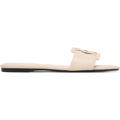 Pantoletten Calvin Klein Square Flat Sandal Emblem HW0HW03128 Écru 38 female Pantoletten Calvin Klein Square Flat Sandal Emblem HW0HW03128 Écru 38 female
