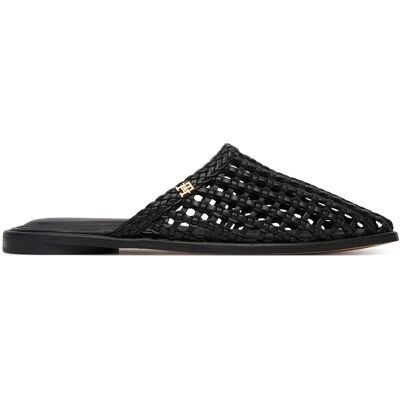 Pantoletten Tommy Hilfiger Hilfiger Leather Mix Flat Mule FW0FW09280 Schwarz 36 female Pantoletten Tommy Hilfiger Hilfiger Leather Mix Flat Mule FW0FW09280 Schwarz 36 female