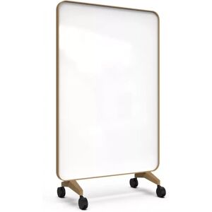 Lintex Mobile Glastafel Frame Mobile - Doppelseitig, Farbe Pure 130 - Weiß, Rahmen Eiche, Größe B120 x H196 cm