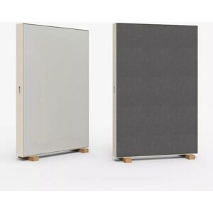 Lintex Stellwand Unit - Beschreibbar, Schallabsorbierend, Auf Rädern, Farbe Shy 120 / Xpress 60004, Rahmen Perlweiß / Eiche, Größe B120 x H185,5 cm