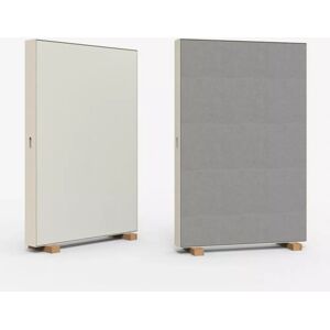 Lintex Stellwand Unit - Beschreibbar, Schallabsorbierend, Auf Rädern, Farbe Soft 150 / Xpress 60003, Rahmen Perlweiß / Eiche, Größe B120 x H185,5 cm