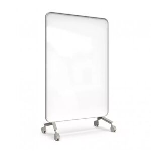 Lintex Mobile Glastafel Frame Mobile - Doppelseitig, Farbe Pure 130 - Weiß, Rahmen Grau (Soft 150), Größe B120 x H196 cm