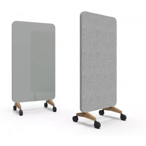 Lintex Mobile Glastafel Mood Fabric - Schallabsorbierende Rückseite, Farbe Frank 540 / Blazer Lite LTH43 (Grün), Fuß/Räder-Satz Eiche / Schwarze Räder, Größe B100 x H196 cm