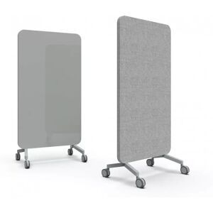 Lintex Mobile Glastafel Mood Fabric - Schallabsorbierende Rückseite, Farbe Frank 540 / Blazer Lite LTH43 (Grün), Fuß/Räder-Satz Grau, Größe B100 x H196 cm