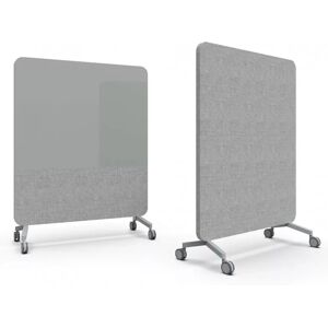 Lintex Mobile Glastafel Mood Fabric - Schallabsorbierende Rückseite, Farbe Frank 540 / Blazer Lite LTH43 (Grün), Fuß/Räder-Satz Grau, Größe B150 x H196 cm