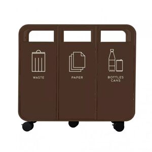 TreCe Mülltrennungs-Behälter Cloud, Ausführung Waste, Paper & Bottles/Cans, Farbe Schokolade