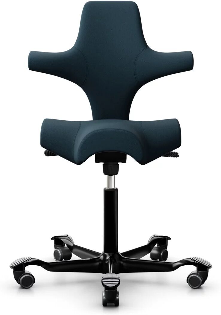 Ergonomischer Bürostuhl HÅG Capisco 8106, Farbe Dunkelblau (SC66194), Untergestell Schwarz, Gasfeder 265 mm (Sitzhöhe 57-81 cm), Fußring Nein