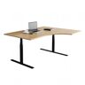 Direkt Interiör Fester Schreibtisch mit geschwungener Platte, Größe 160x120 cm, Untergestell Schwarz, Farbe Eiche
