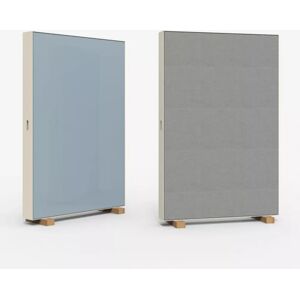 Lintex Stellwand Unit - Beschreibbar, Schallabsorbierend, Auf Rädern, Farbe Smooth 340 / Xpress 60003, Rahmen Perlweiß / Eiche, Größe B120 x H185,5 cm