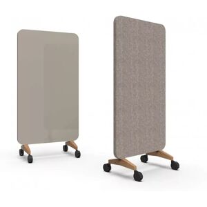 Lintex Mobile Glastafel Mood Fabric - Schallabsorbierende Rückseite, Farbe Cozy 450 / Synergy LDP32 (Beige), Fuß/Räder-Satz Eiche / Schwarze Räder, Größe B100 x H196 cm